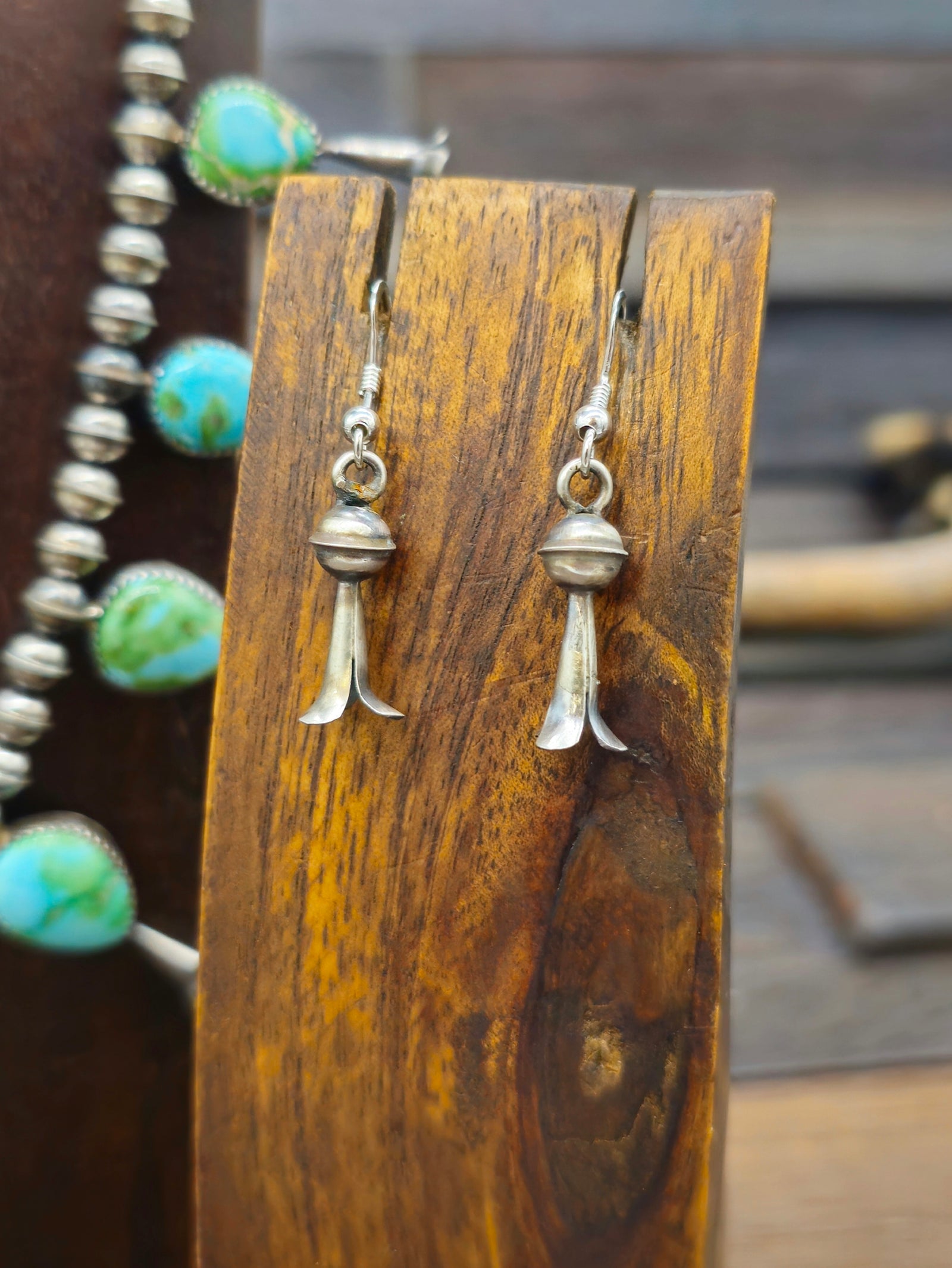 Sterling Silver Sonoran Squash Blossom Necklace and Earring Set by Phil Garcia - 20 in