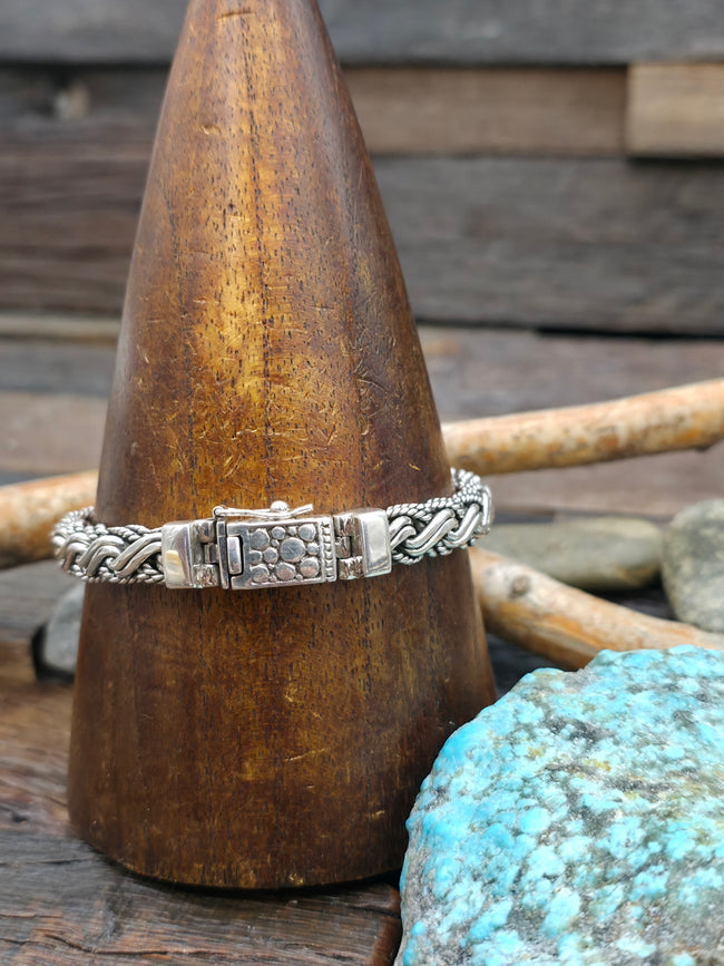 Italian-Made Sterling Silver Twisted Braid Chain Bracelet - 8 in.