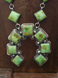 Sterling Silver Sonoran Turquoise Squash Blossom Necklace and Earring Set by Nila Johnson - 27 in.