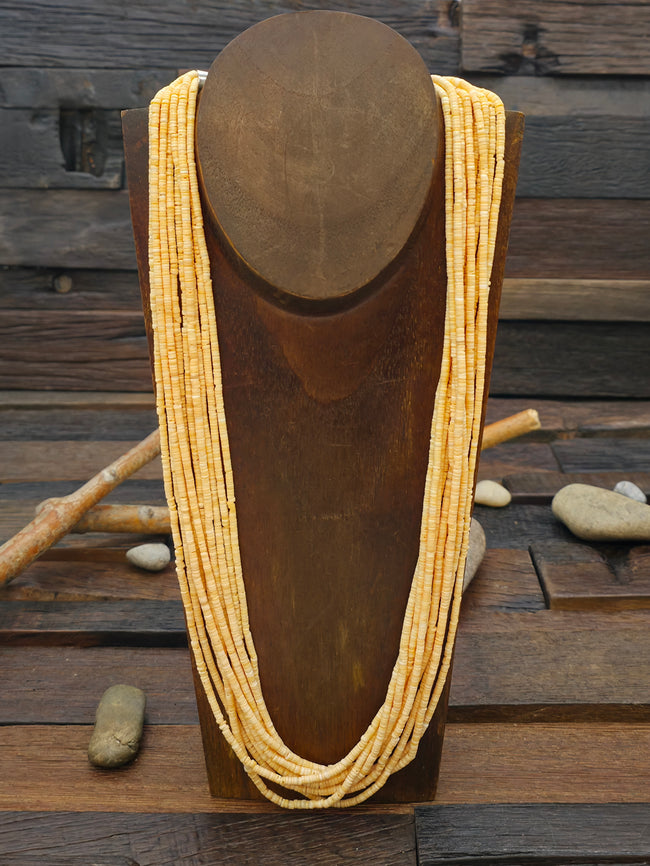 10 Strand Melon Shell Heishi Necklace by Ramona Bird - 26 in.