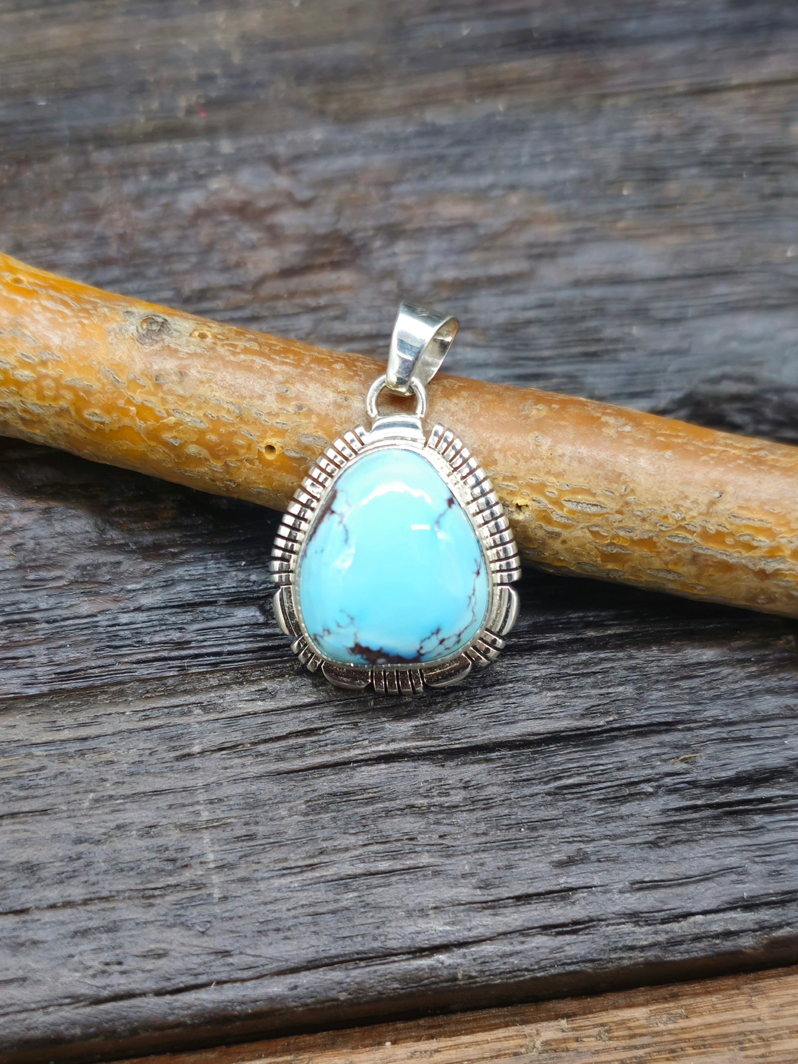 Golden Hill Turquoise and Sterling Silver Teardrop Pendant