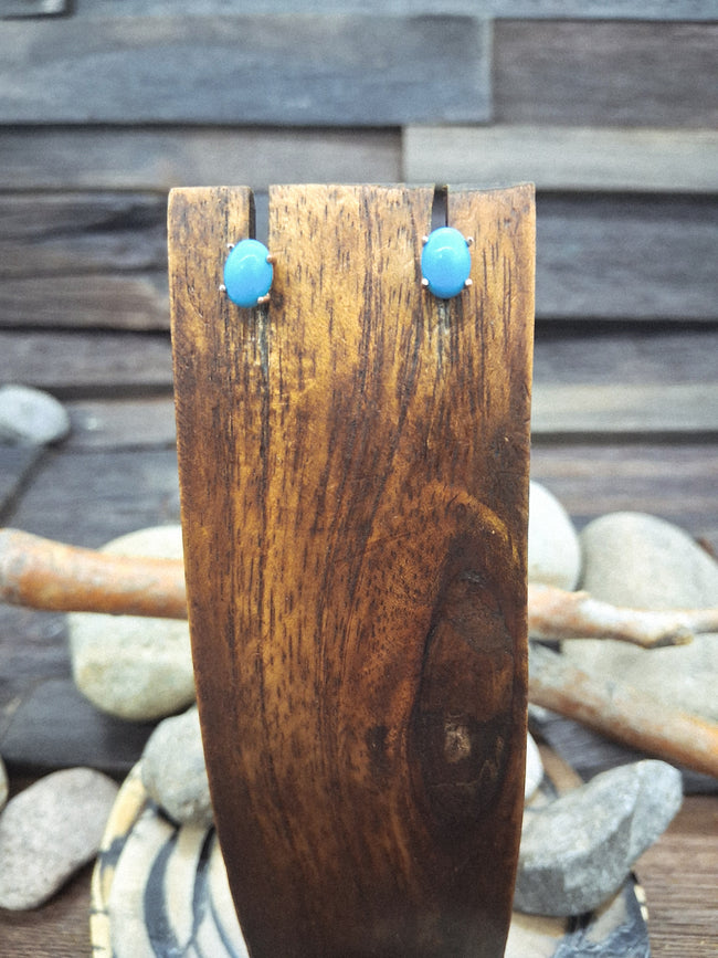 14 KT Rose Gold Sleeping Beauty Turquoise Stud Post Earrings