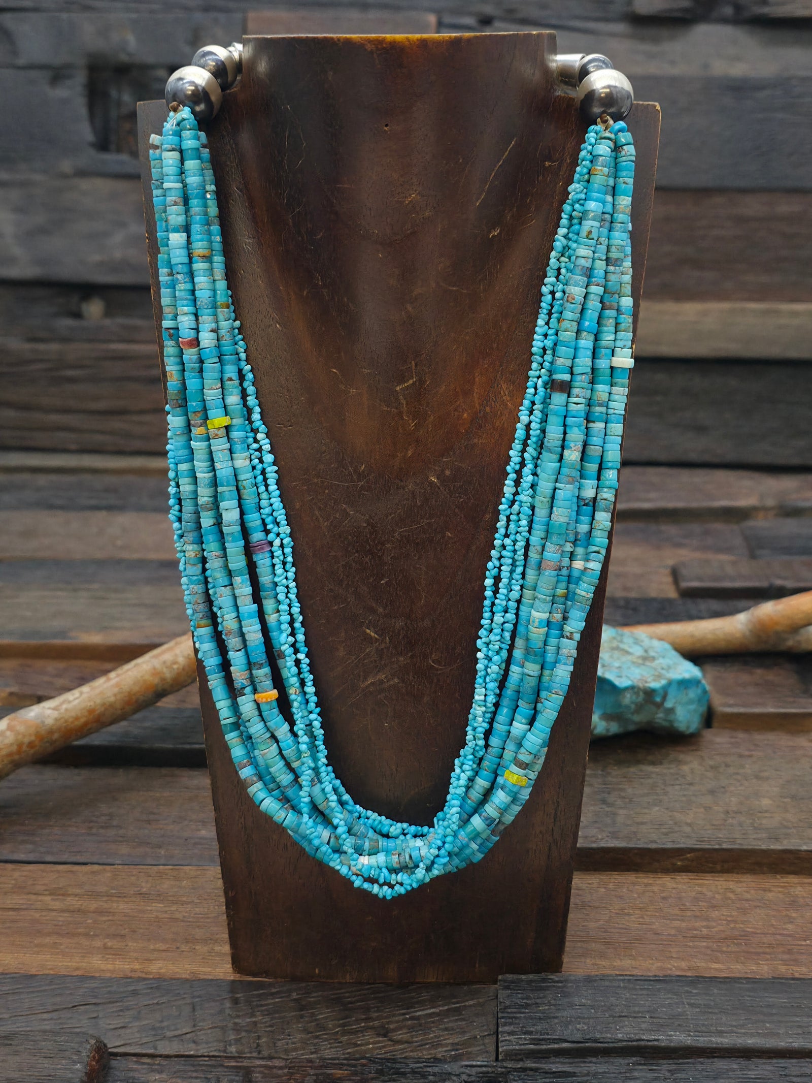 Ten Strand Turquoise Heishi and Mini Nugget Necklace with 6 1/2 in. Extender