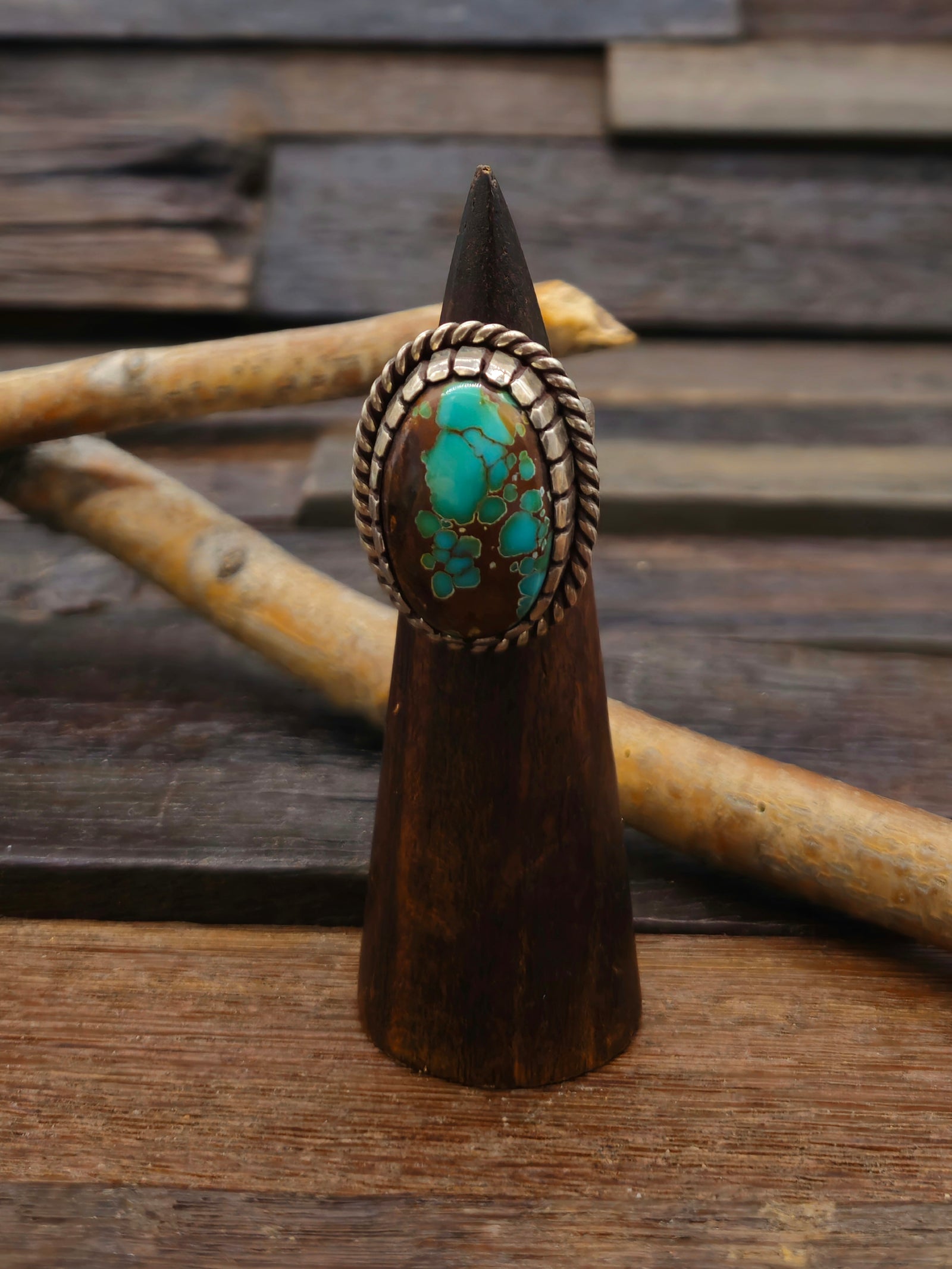 Royston Turquoise Sterling Silver Ring by Nick Nez - Size 8.5