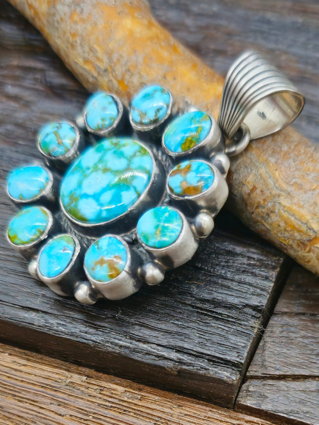 Sterling Silver and Turquoise Cluster Pendant