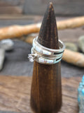 Sterling Silver White Lab Opal Inlay Wedding Band Set by Wilbert Muskett Jr