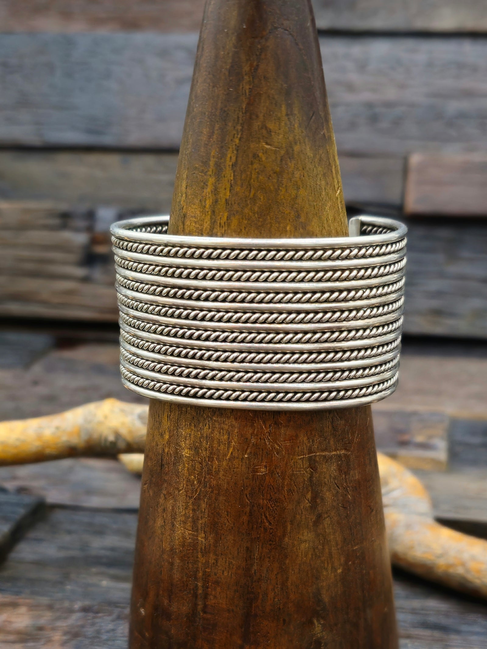 Wide Sterling Silver Wire Cuff - 6 1/2 in.