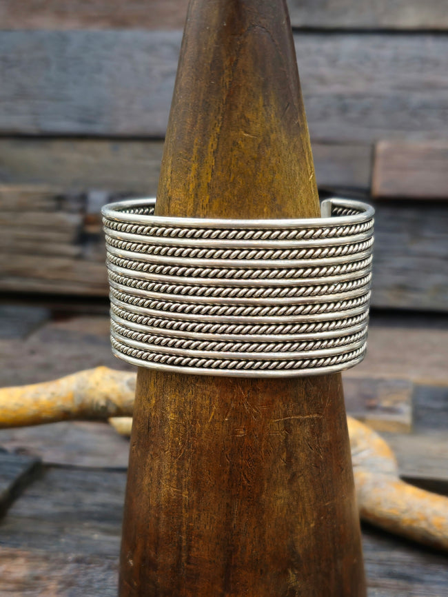 Wide Sterling Silver Wire Cuff - 6 1/2 in.