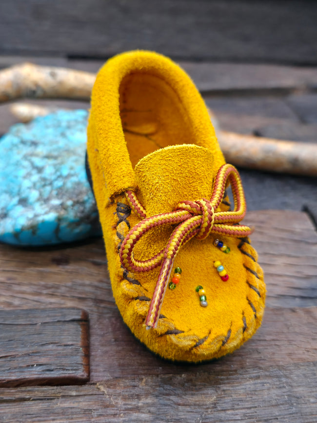 Bastien Infant Beaded Moccasins - Tan Size 2
