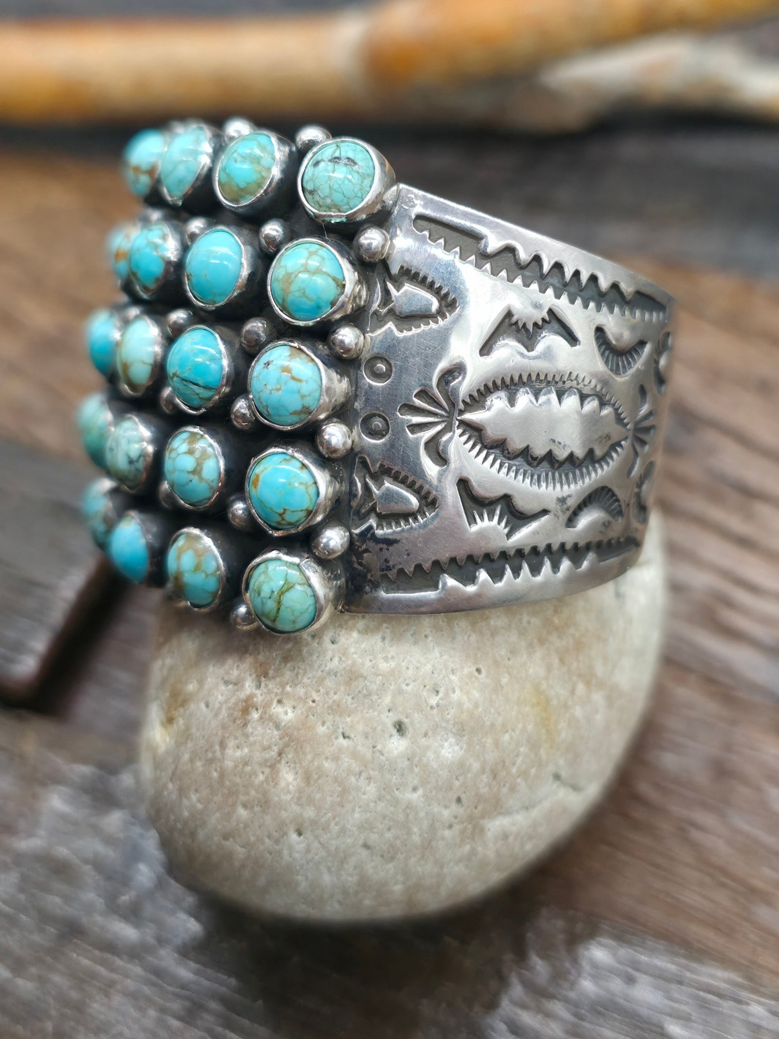 Sterling Silver Mixed Turquoise Row Cuff by Happy Piasso - 6 1/2 in. with Gap