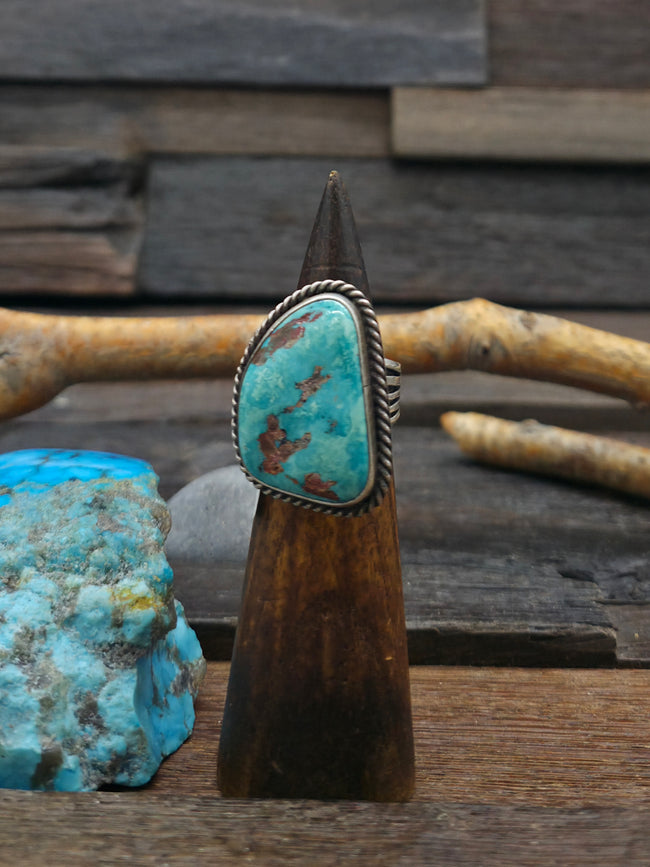 Sterling Silver Turquoise Nugget Ring by Nila Johnson - Adjustable