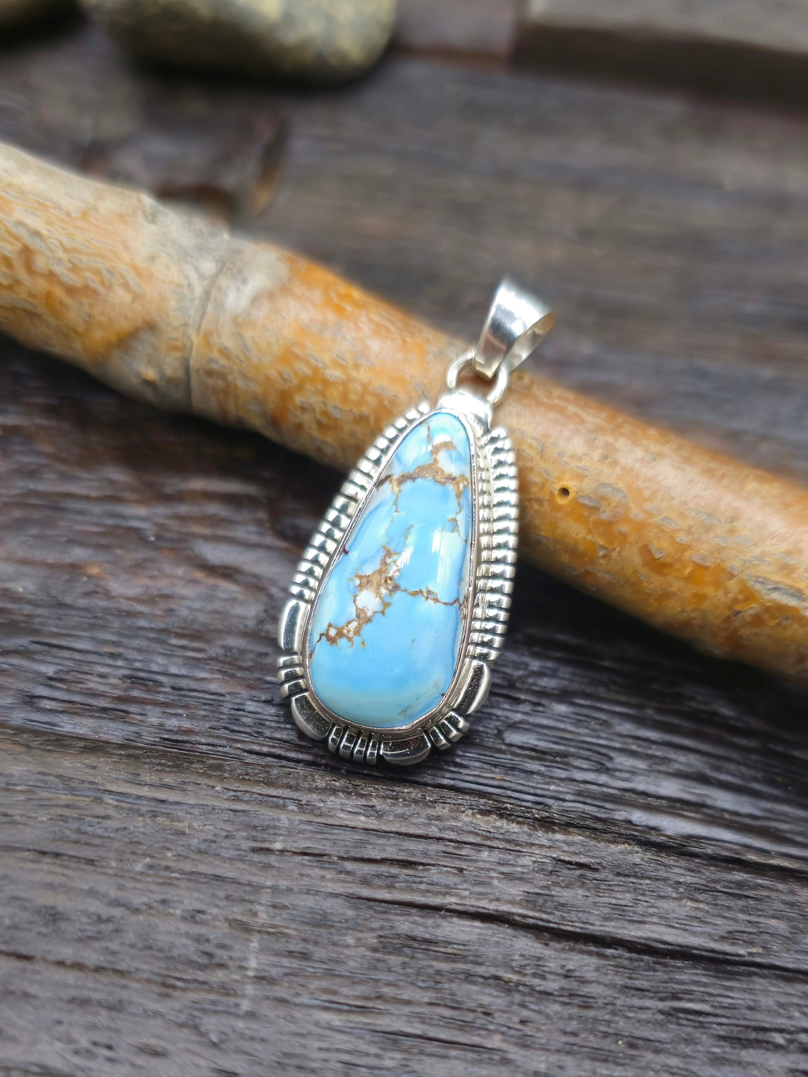 Golden Hill Turquoise and Sterling Silver Teardrop Pendant
