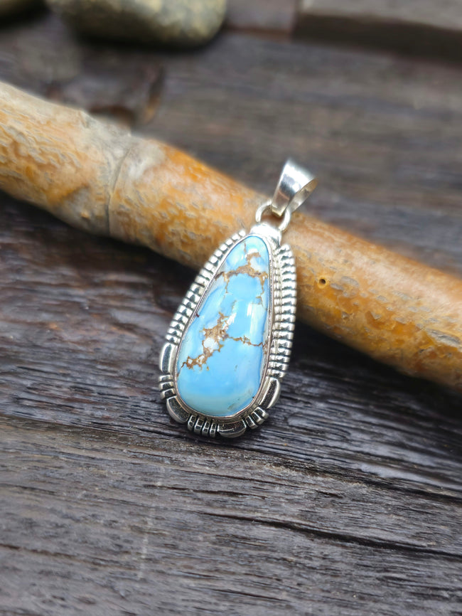 Golden Hill Turquoise and Sterling Silver Teardrop Pendant