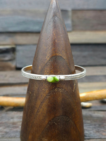 Stamped Sterling Silver and Turquoise Cuff by Sunshine Reeves - 6 1/2 in.