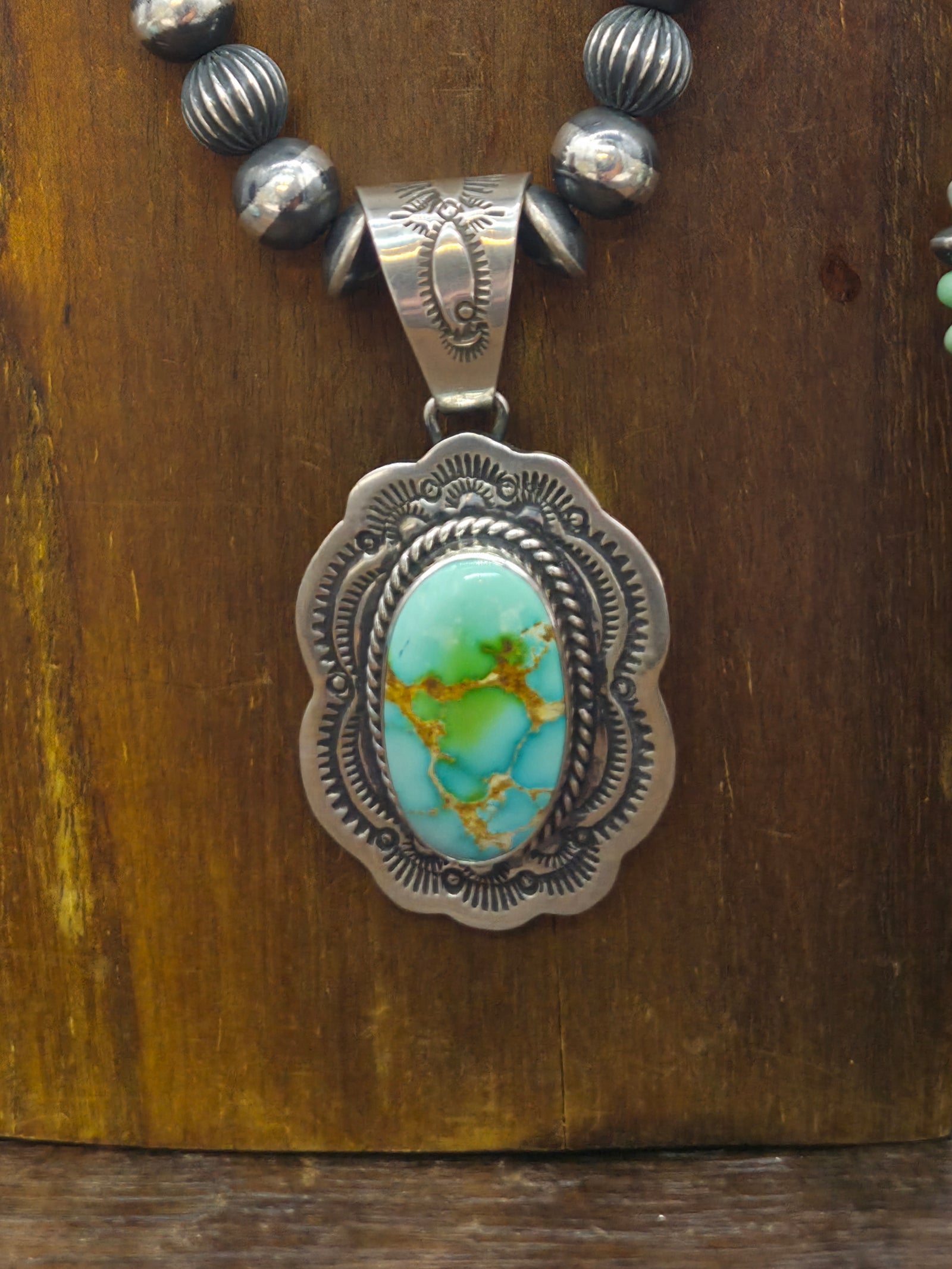 Sterling Silver Sonoran Turquoise Necklace and Earring Set by J. Nelson - 20 in.