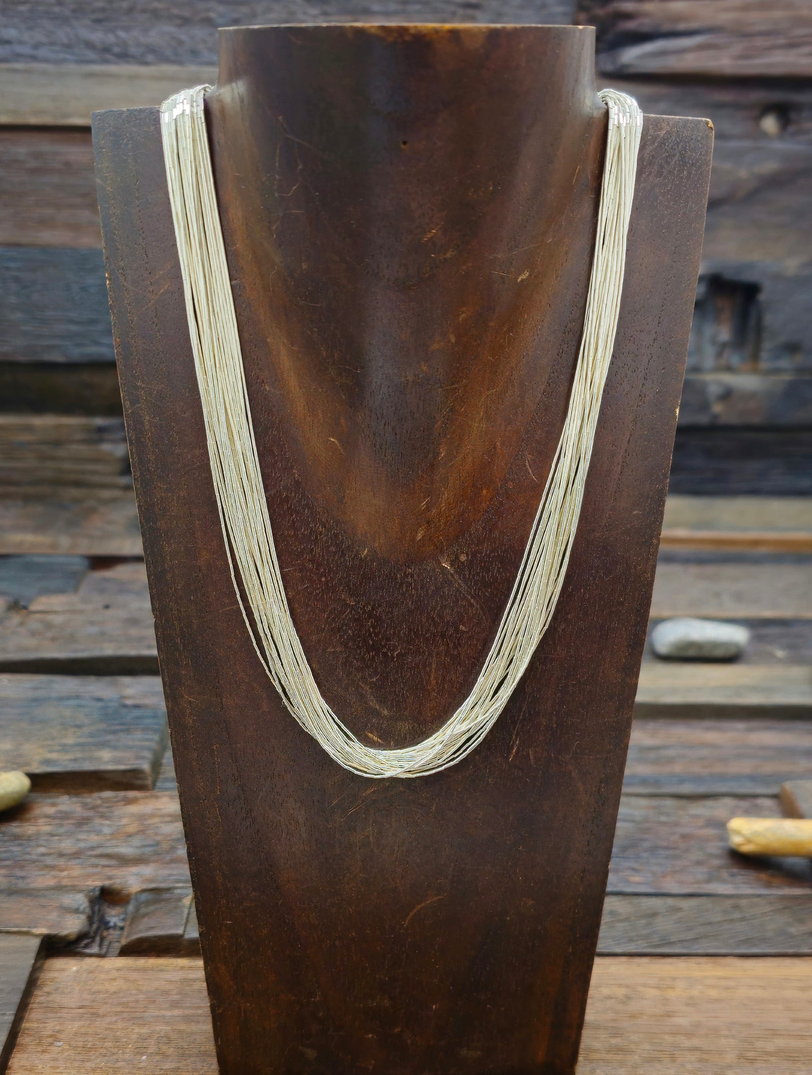 20 Strand Liquid Silver Necklace - 18 In.