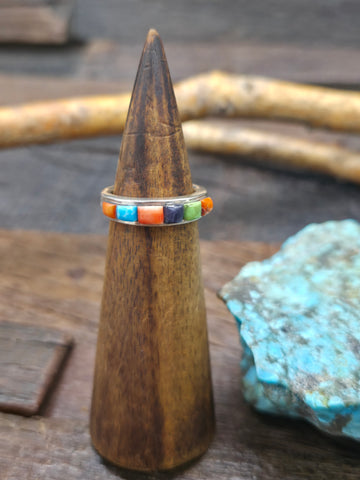 Three Stone Sterling Silver Lapis Lazuli Ring by Maritta Martinez - Size 5