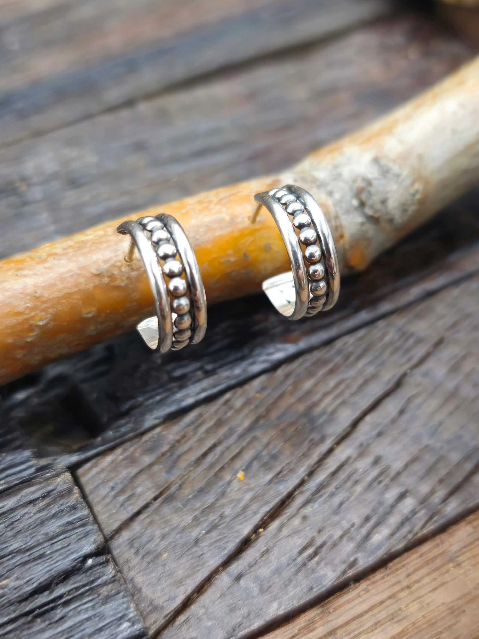 Mini Sterling Silver Hoops by Caroline Tsosie