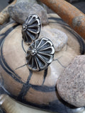 Sterling Silver Round Flower Earrings by Rhonda Largo
