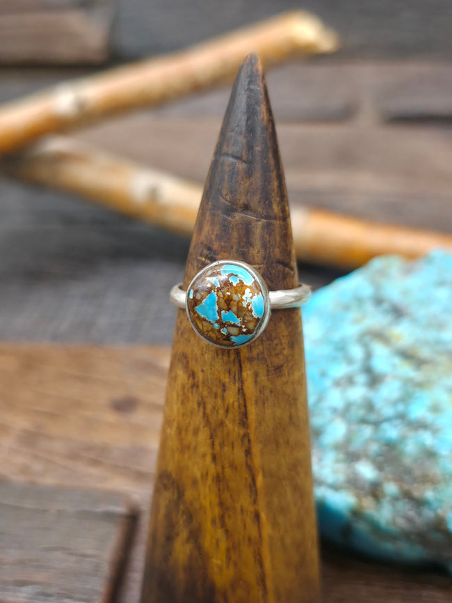 Sterling Silver Turquoise Solitaire Ring by "JT" - Size 9