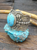 Kingman Turquoise Sterling Silver Cuff by Richard Jim - 6 1/4 in.  with Gap