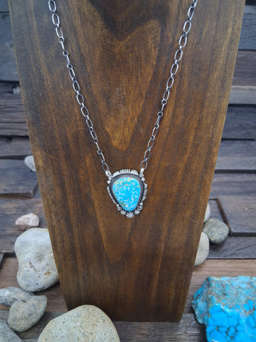 Mixed Sterling Silver Bead Necklace with Larimar, Coral, Lapis, and Sonoran - 22 in.