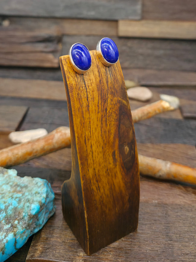Lapis Lazuli Sterling Silver Post Earrings by Dorothy Yazzie - 3/4 in. by 1/2 in.