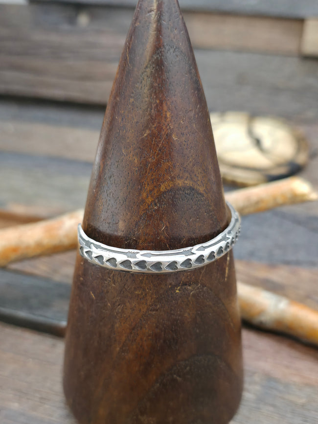 Stamped Sterling Silver Hearts and Arrows Cuff by Sunshine Reeves - 6 3/4 in. with Gap