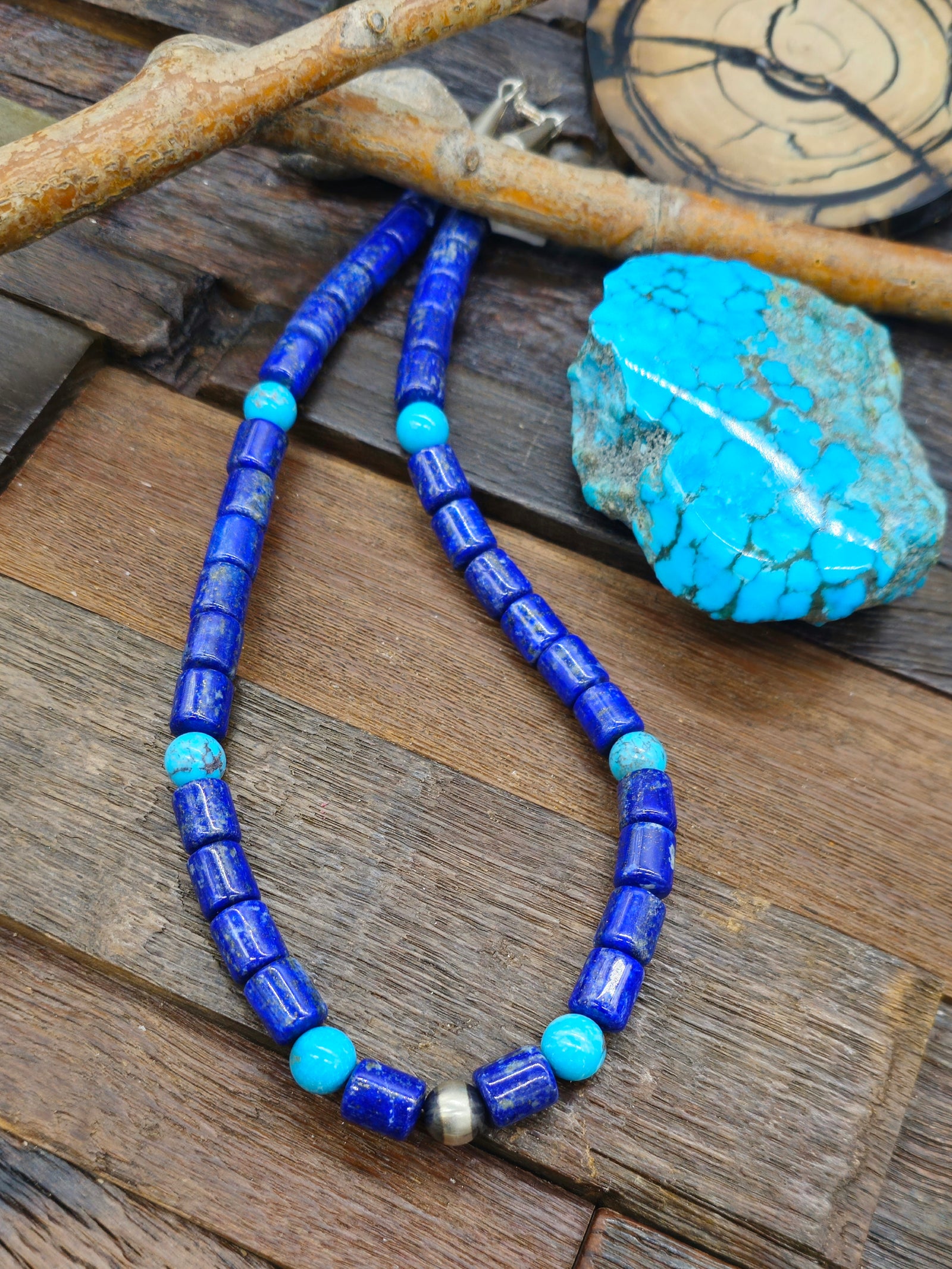 Lapis and Turquoise Necklace by Fred Archuleta - 21 in.