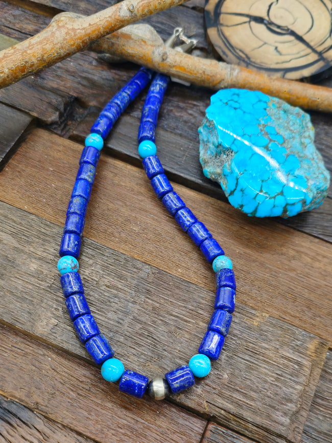 Lapis and Turquoise Necklace by Fred Archuleta - 21 in.