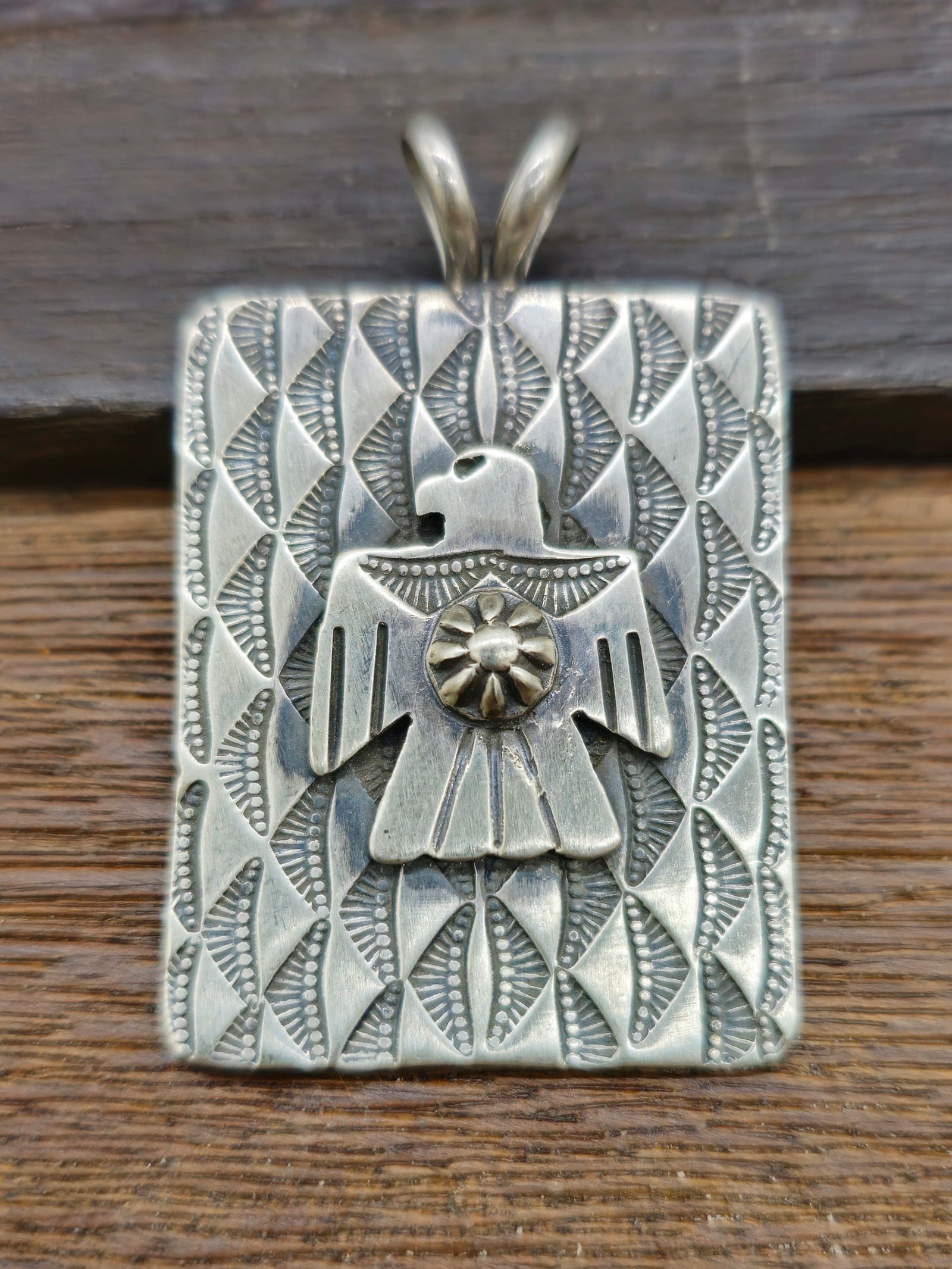 Oxidized Sterling Silver Thunderbird Pendant