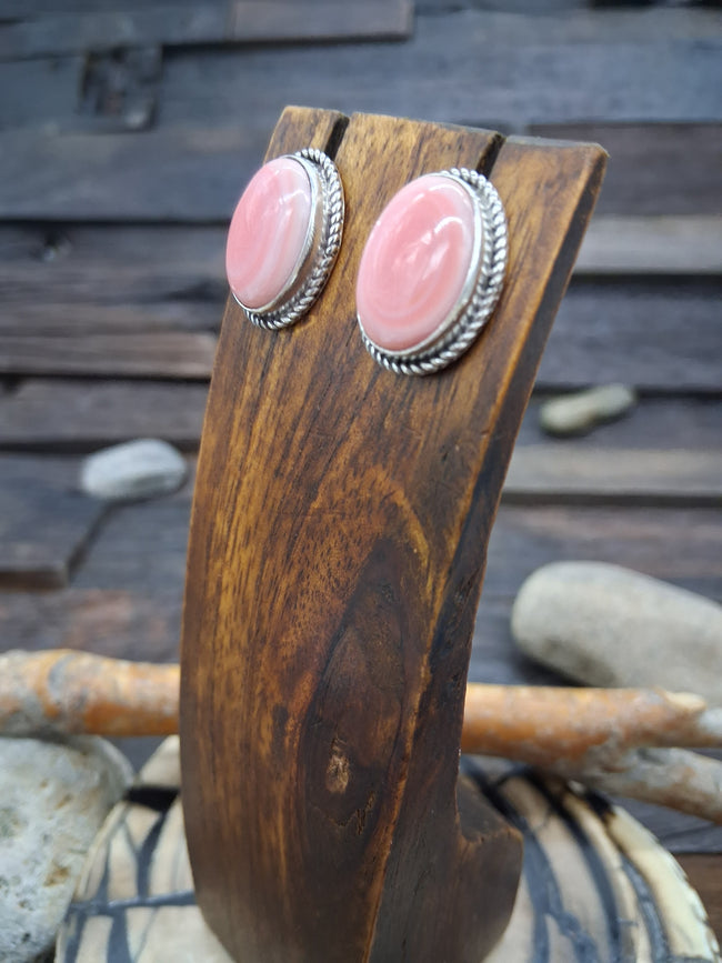 Post Oval Conch Sterling Silver Earrings