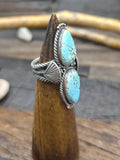 Two Stone Sterling Silver #8 Turquoise Ring by Steve Arviso - Size 8