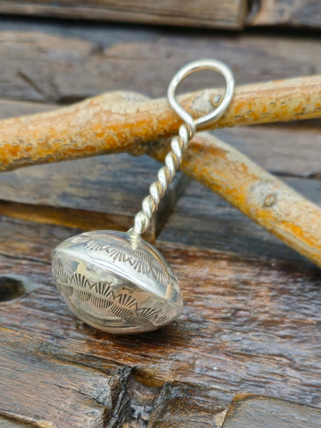 Stamped Sterling Silver Baby Rattle by Bertha Begay