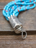 10 Strand Turquoise and Coral Bead Necklace by Fred Archuleta - 20 in.