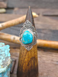 `Stamped Sterling Silver Turquoise Ring by Jacob Troncosa - Size 9