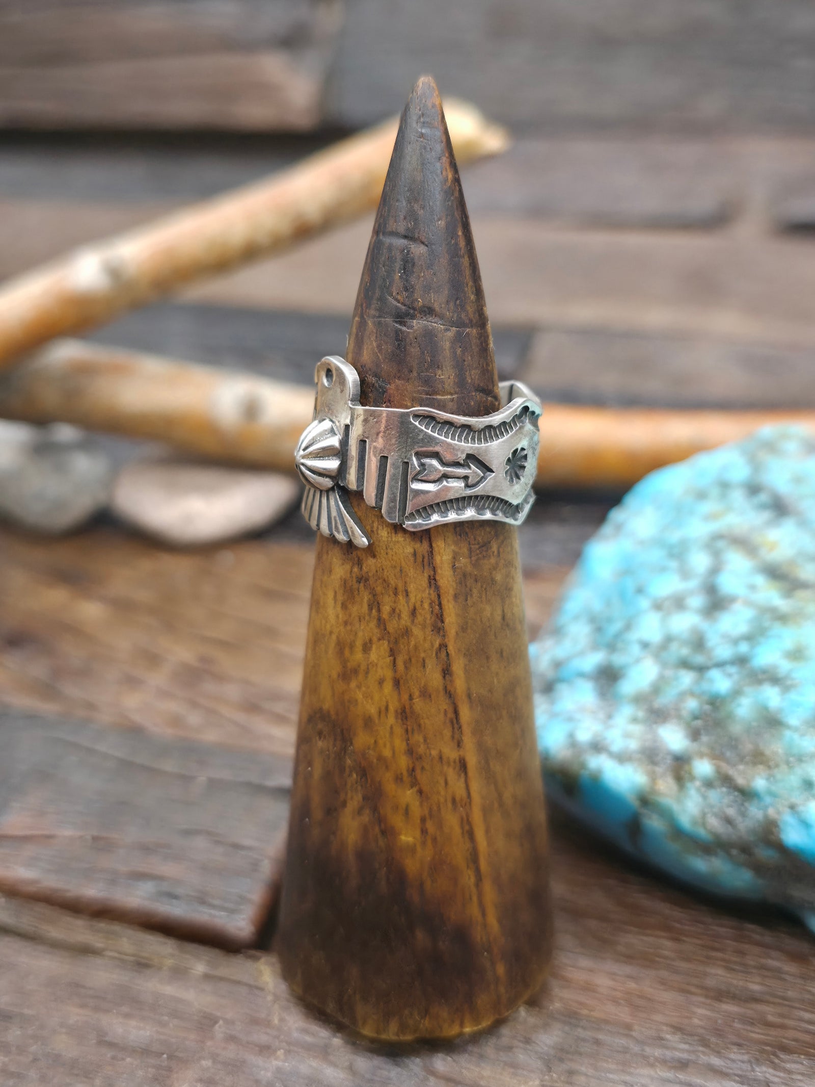 Sterling Silver Thunderbird Ring by Sunshine Reeves - Size 10 1/2