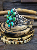 Sterling Silver and Sonoran Gold Turquoise Cluster Bracelet by Geraldine G. - 6 3/4 in