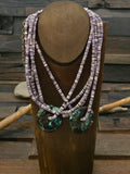 Five Strand Wampum Shell Necklace with Skyhorse Turquoise Discs by Fred Archuleta - 18 in. with 6 in. Extender
