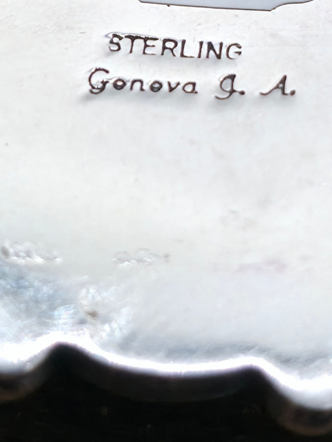 Stamped Sterling Silver and White Buffalo Pendant by Geneva Apachito - 2 1/2 in. by 1 1/2 in.