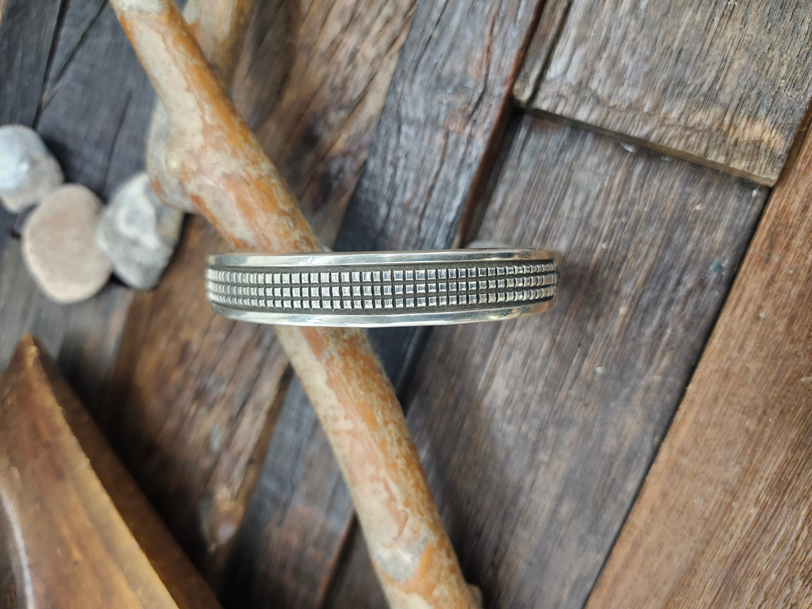 Sterling Silver Bracelet by Bruce Morgan 7" w 1 1/4" opening