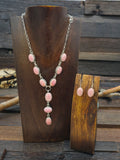 Pink Conch Sterling Silver Lariat Necklace and Earring Set by Shirley Henry - 24 in.