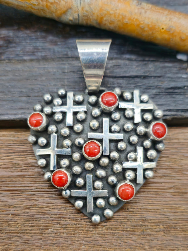 Heart Pendant with Coral by Geneva Apachito