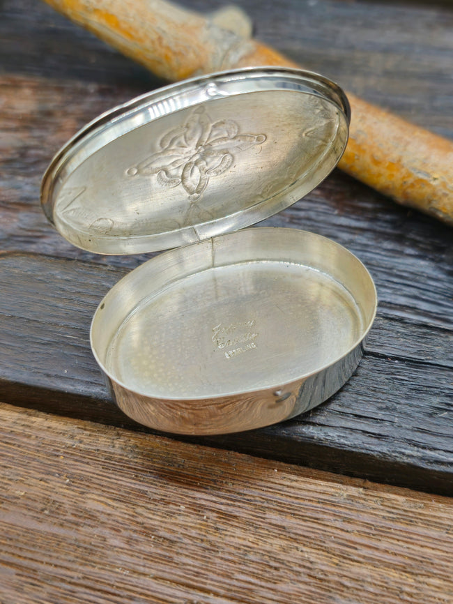 Stamped Sterling Silver Oval Pill Case by Jeffrey Castillo