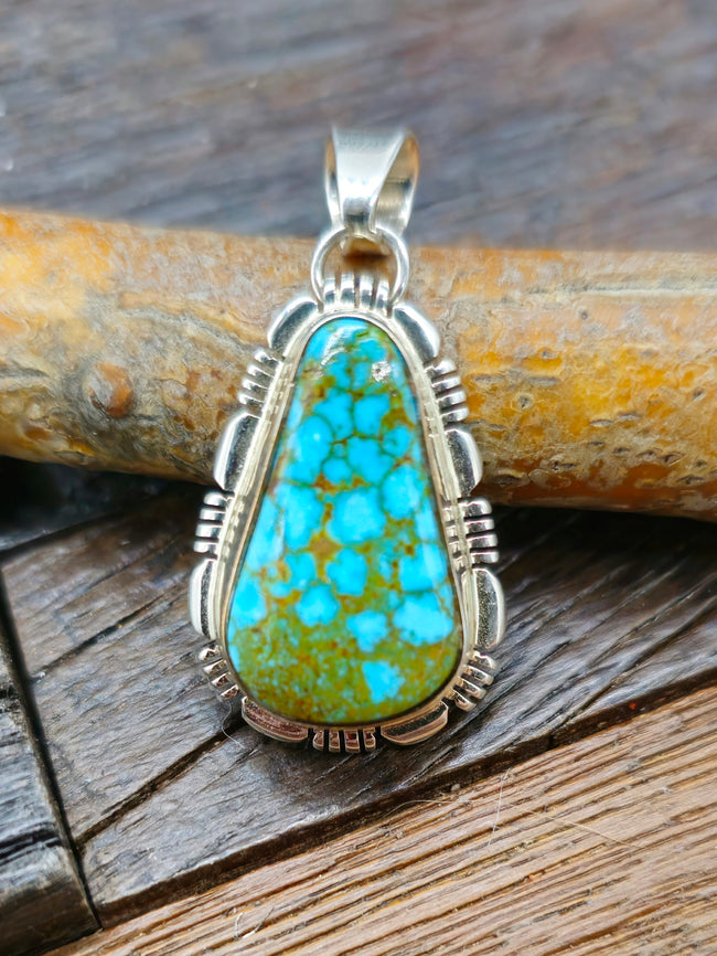Sterling Silver Kingman Turquoise Teardrop Pendant by Nila Johnson