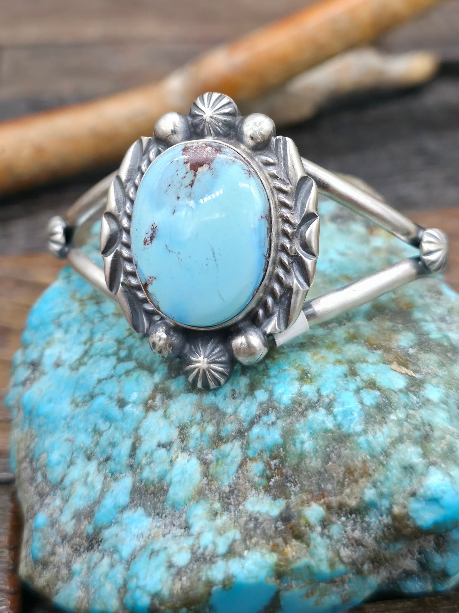 Sterling Silver Golden Hill Turquoise Cuff by "S.E." - 6 in. with Gap