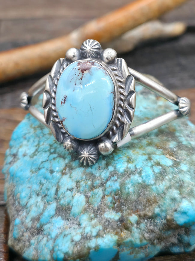 Sterling Silver Golden Hill Turquoise Cuff by "S.E." - 6 in. with Gap