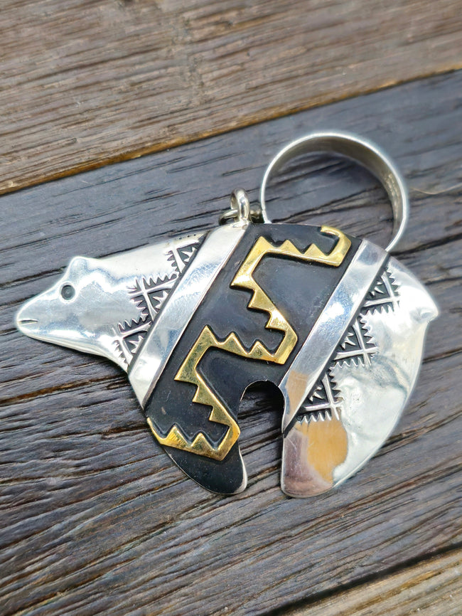 Sterling Silver and Brass Bear Overlay Pendant by Rose Singer