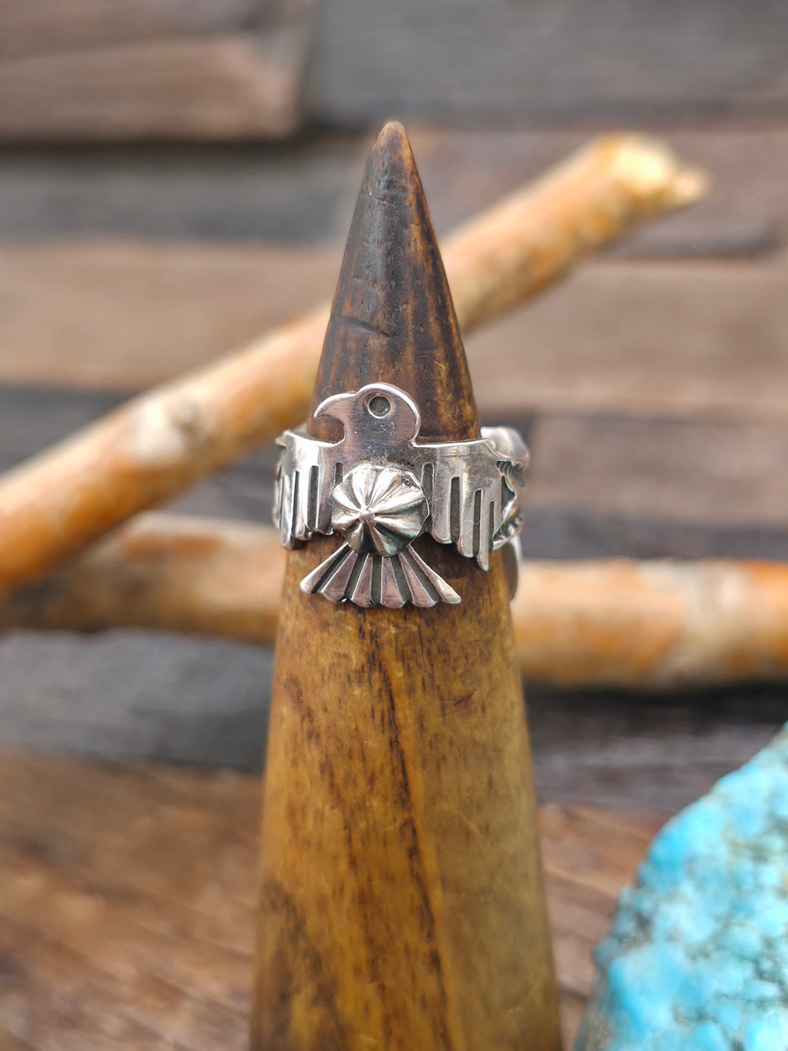 Sterling Silver Thunderbird Ring by Sunshine Reeves - Narrow Band - Size 7 1/2