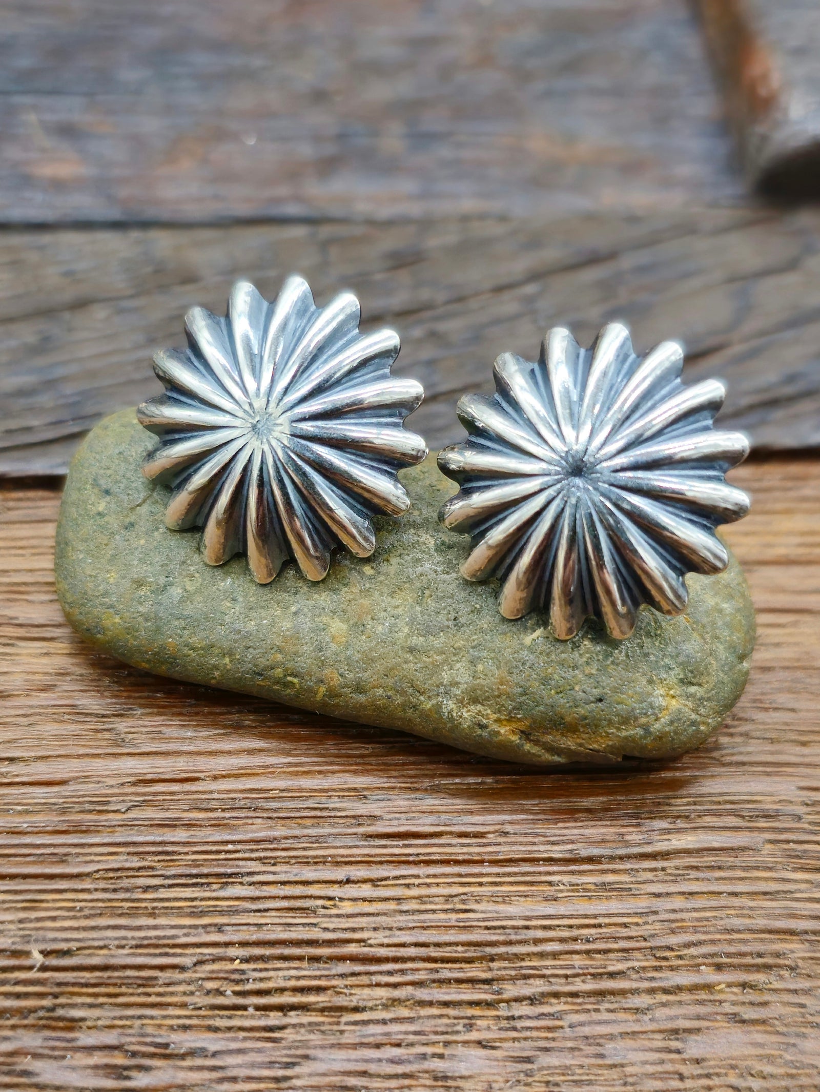 Sterling Silver Concha Post Earrings